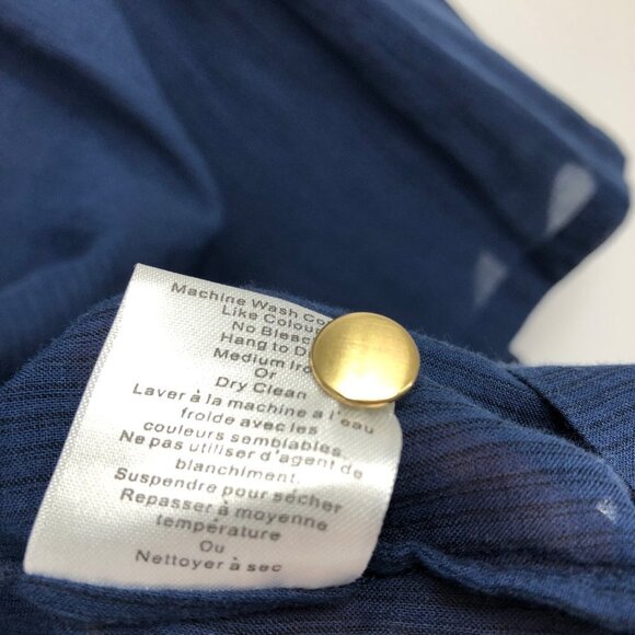 Wilfred Aritzia Navy Blue 3/4  balloon sleeve gold studded scoop neckline tunic - Picture 9 of 15